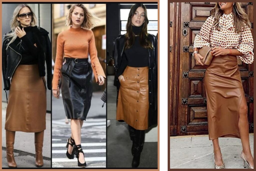 Conjugar elegância e modernidade ficou ainda mais fácil com as saias midi em texturas marcantes.